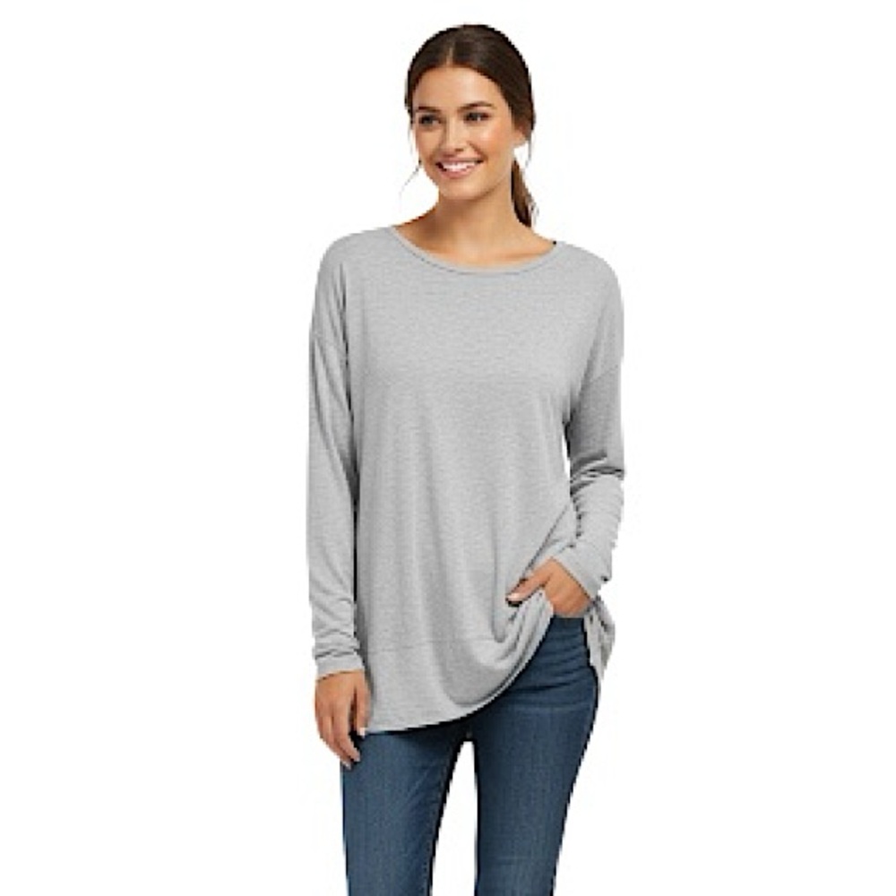 INC Heather Grey Tunic with Peplum Hem Large